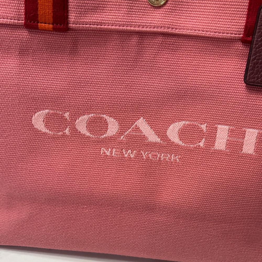 Coach Pink Tote with Red and Orange Straps - Picture 4 of 17